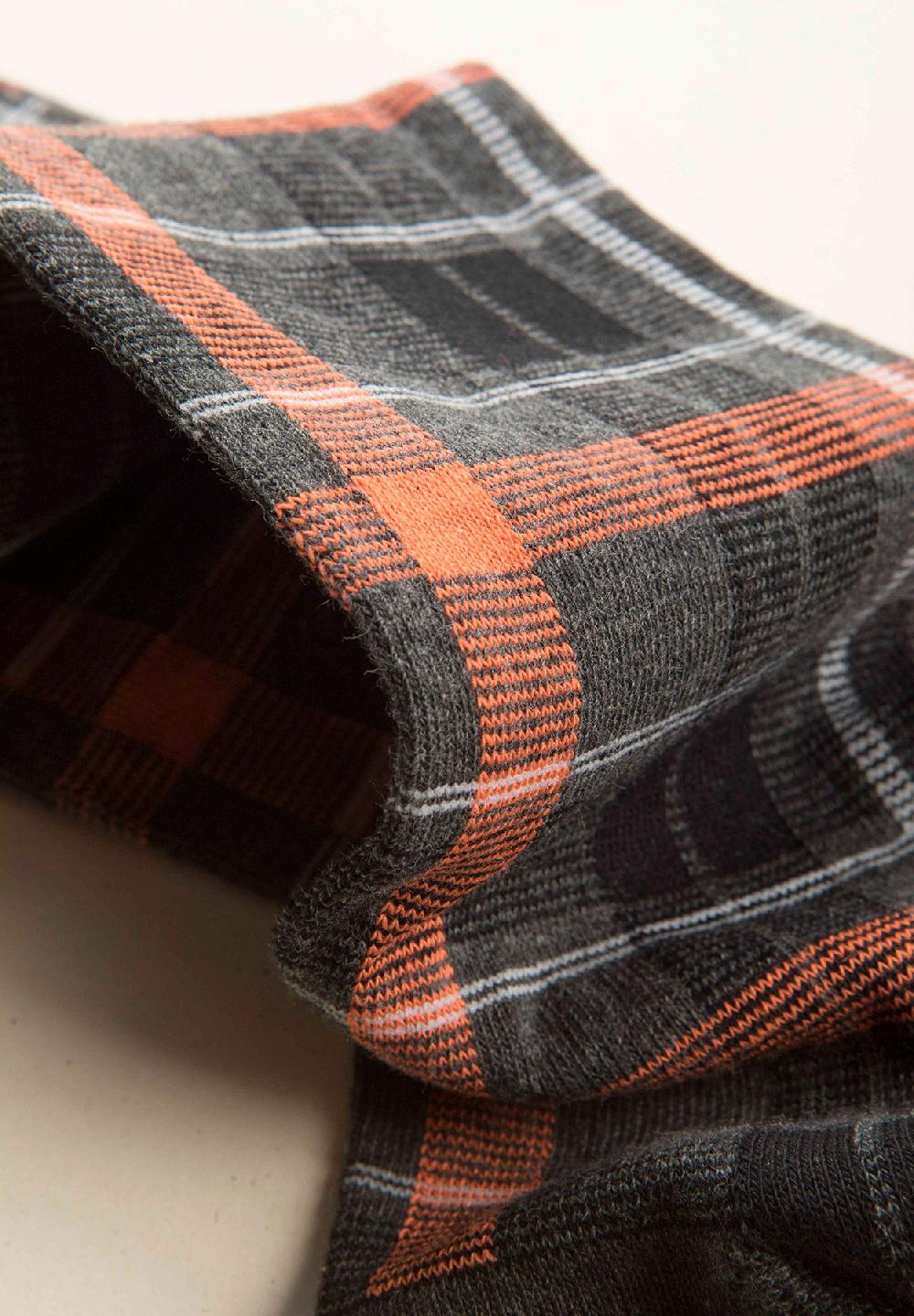 Angelico Calza antracite quadri arancioni cotone stretch Shopping Online