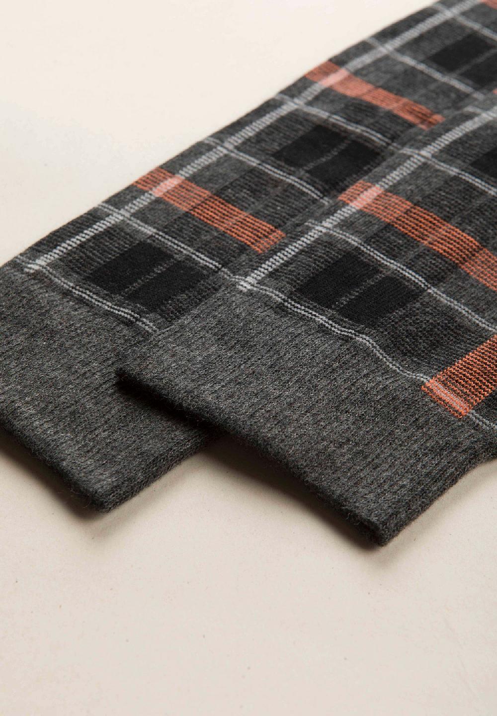 Angelico Calza antracite quadri arancioni cotone stretch Shopping Online