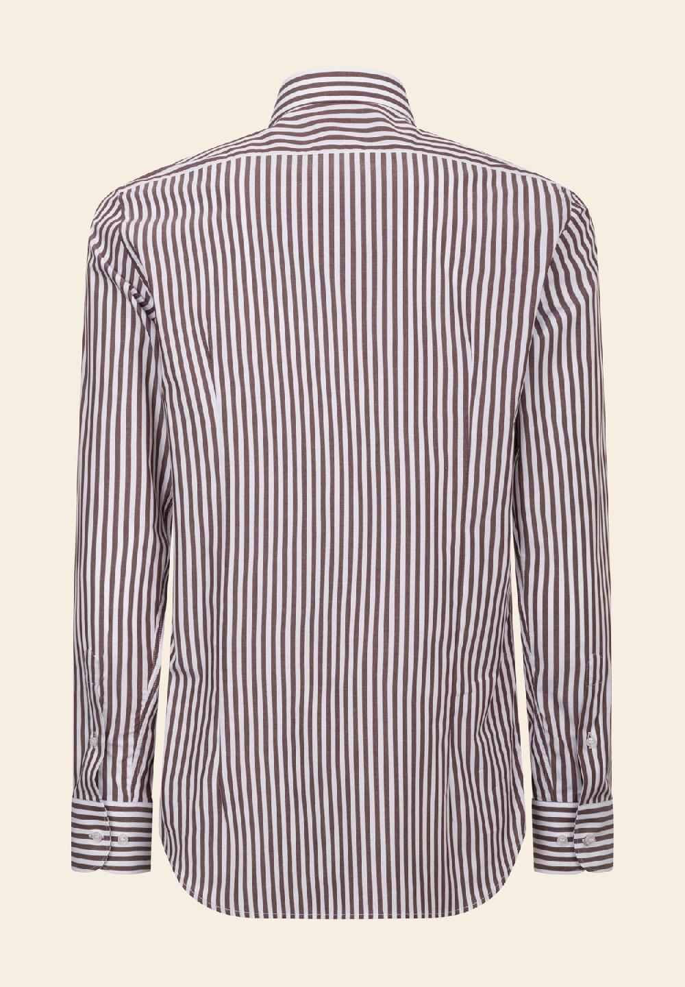 Angelico Camicia marrone bianca bacchettina cotone slim fit Offerte