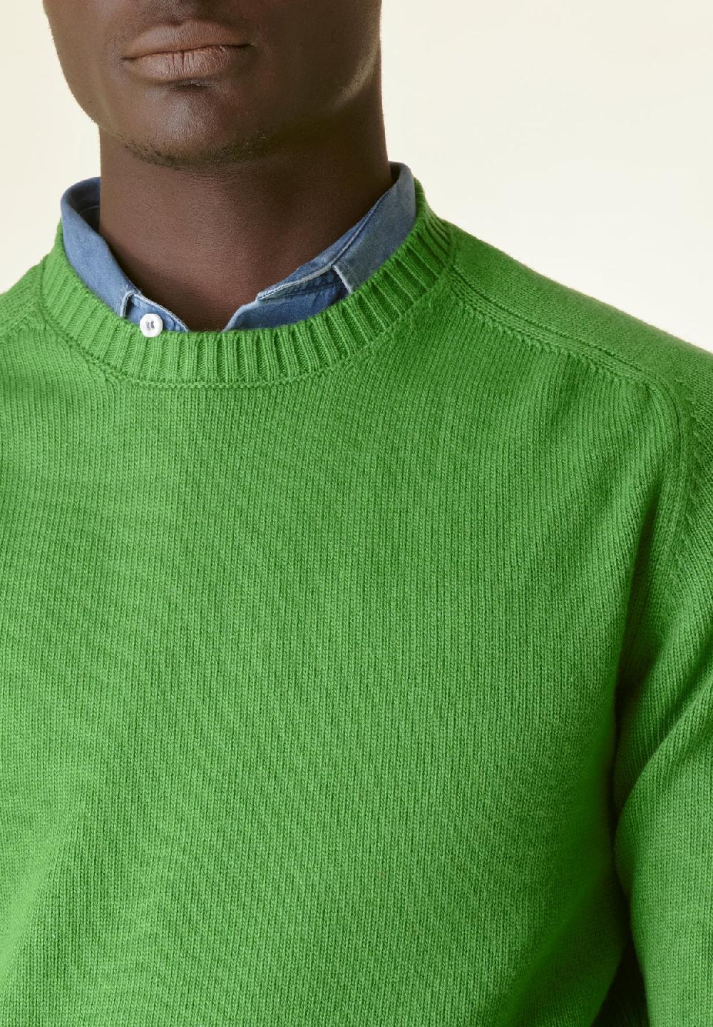 Angelico Maglia verde raglan bordi alti Vendita Economica