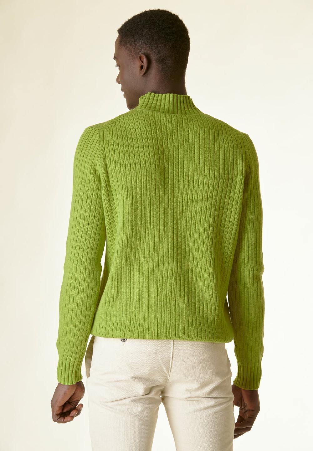 Angelico Lupetto verde acido coste e intreccio Saldi Di Fabbrica