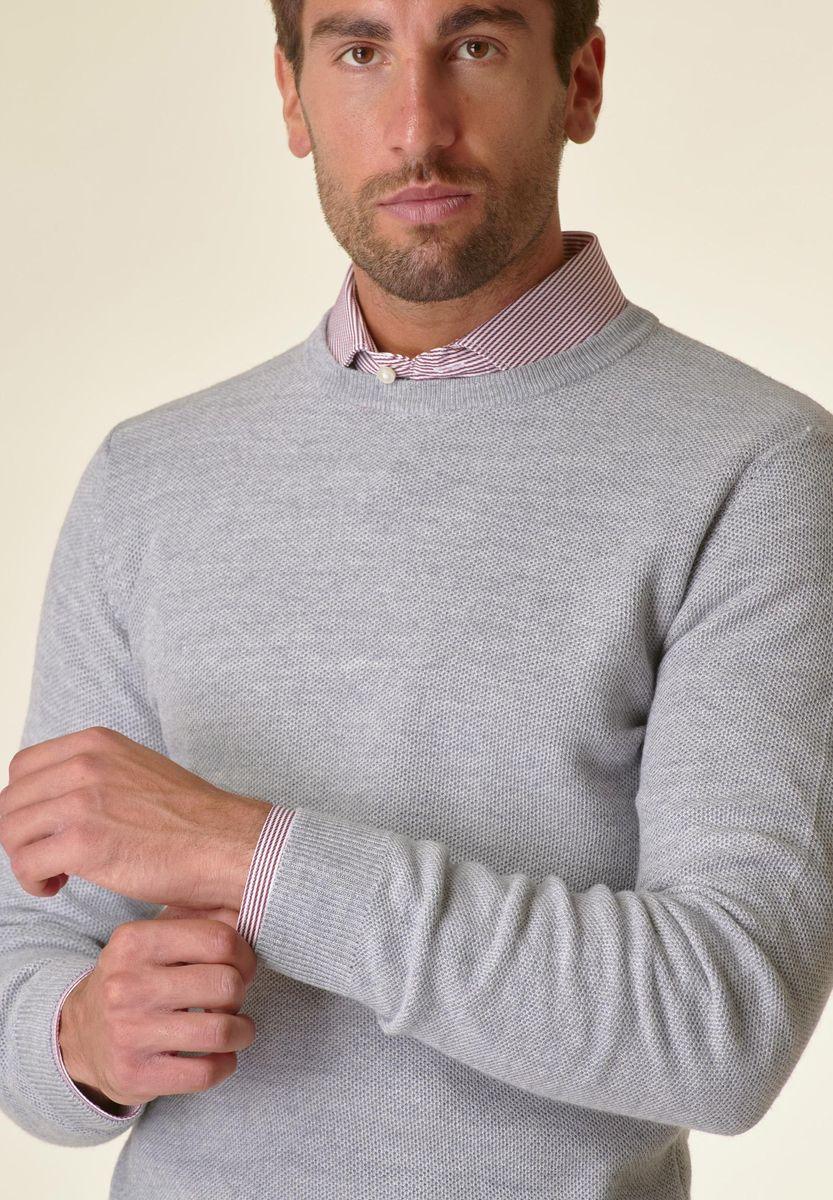 Angelico Girocollo grigio chiaro grana di riso misto lana Moda