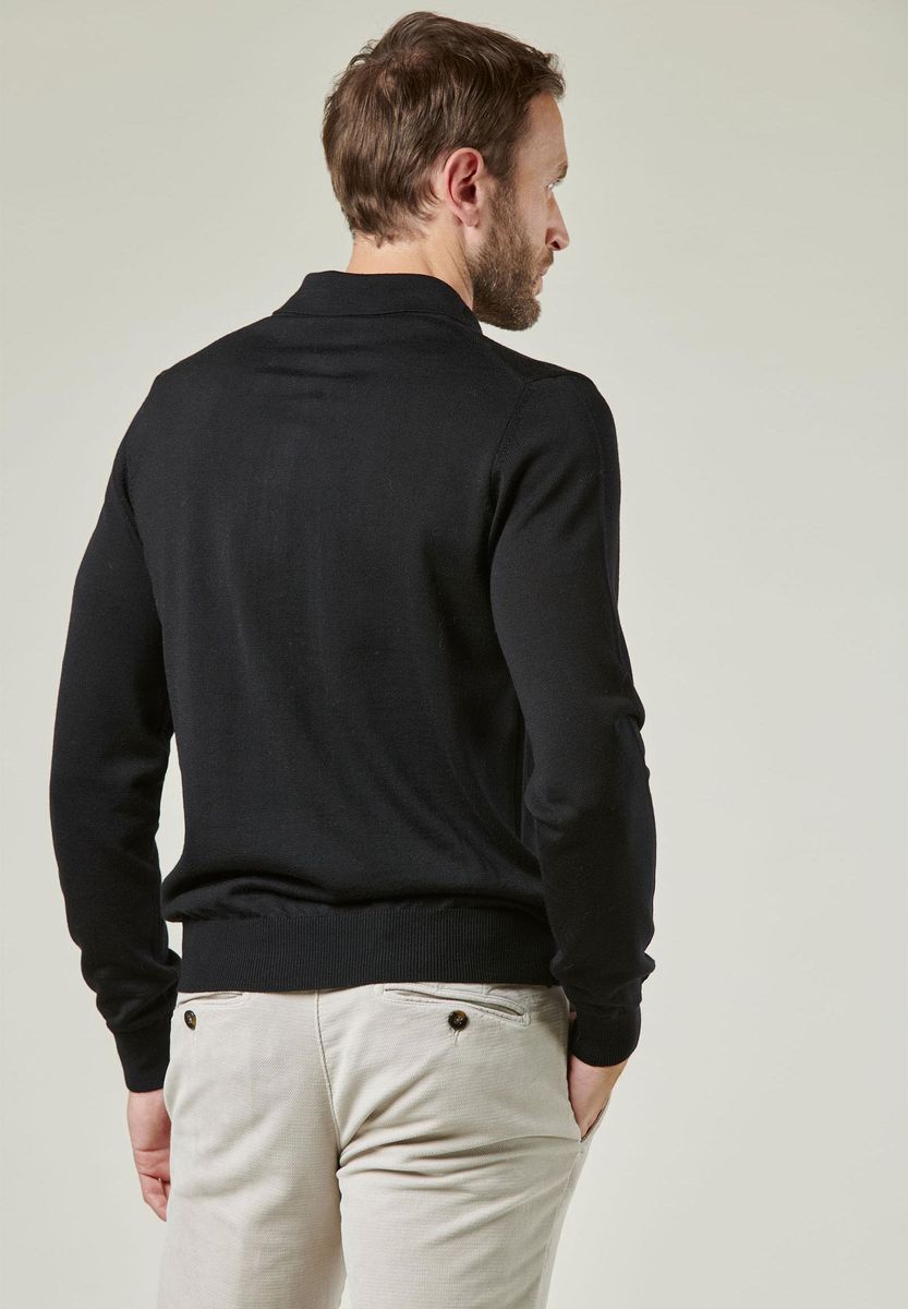 Angelico Polo in maglia nera merino Lana Gatto Qualità