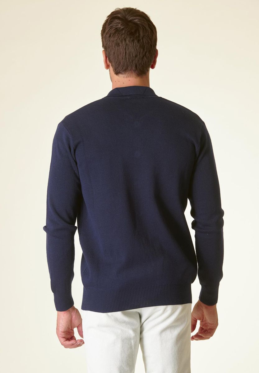 Angelico Giacca in maglia blu con taschini misto lana Cyber Monday