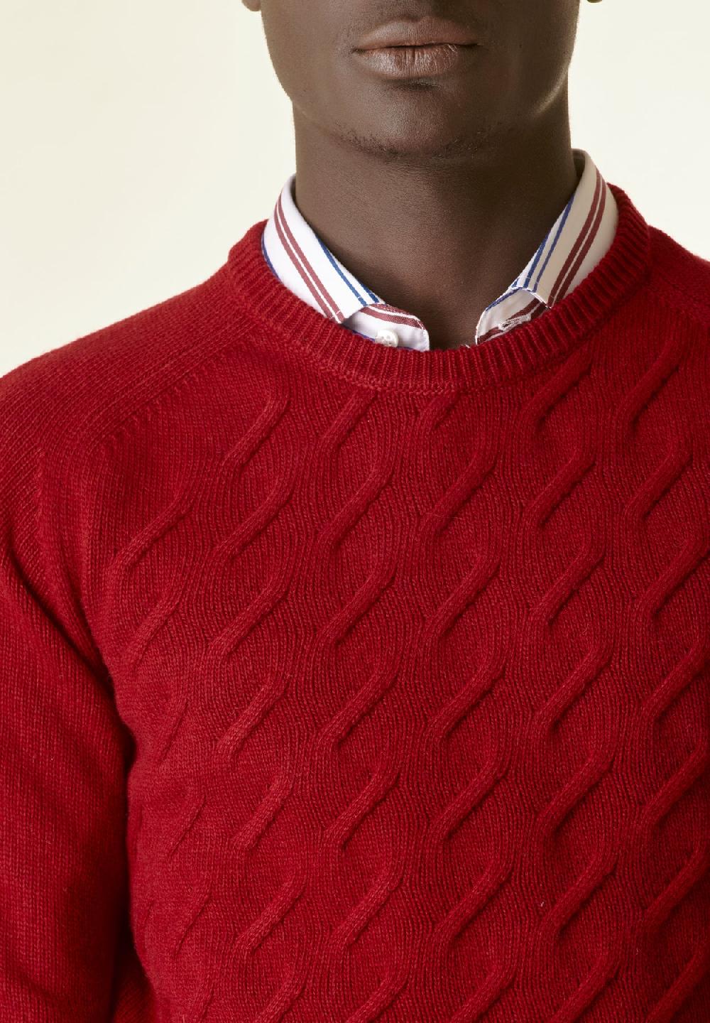 Angelico Maglia rosso scuro finte losanghe raglan Pezzi Unici