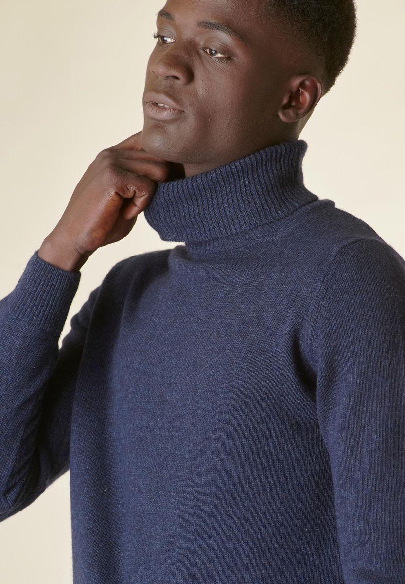 Angelico Dolcevita blu denim mano-cashmere Soddisfazione Garantita