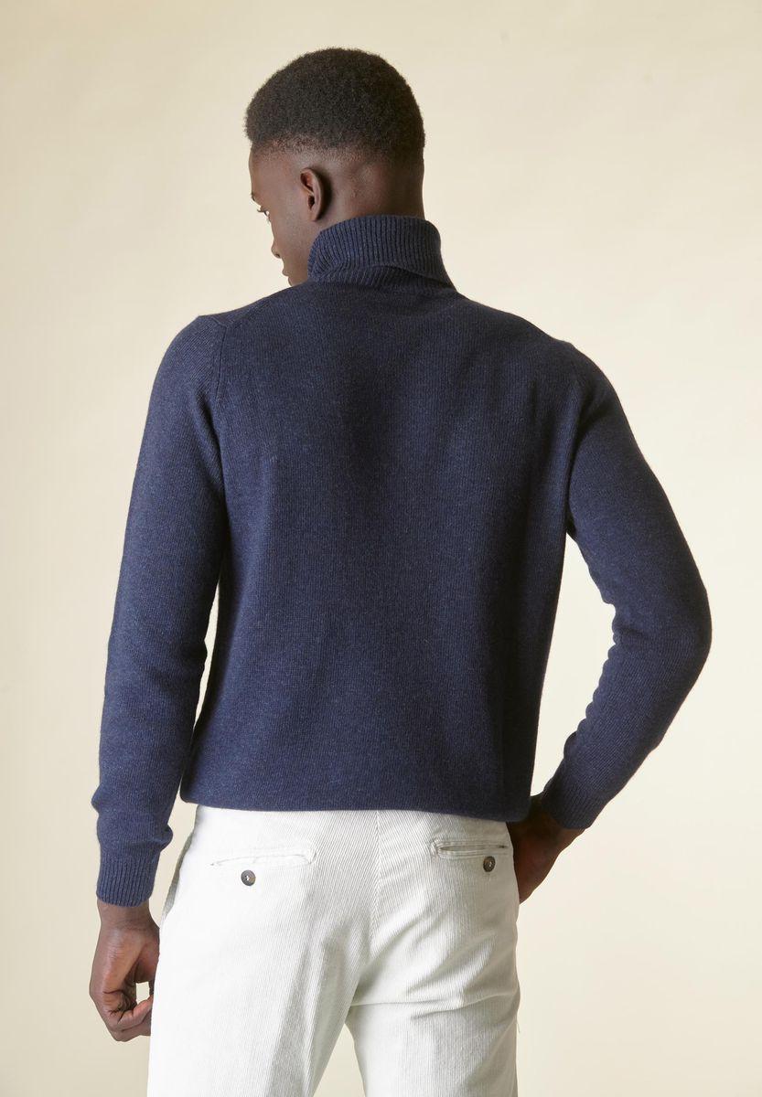 Angelico Dolcevita blu denim mano-cashmere Soddisfazione Garantita