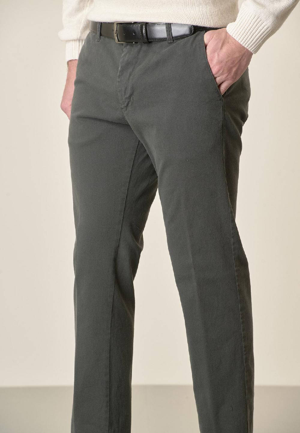 Angelico Pantalone piombo gabardina cotone stretch slim fit Consegna Veloce