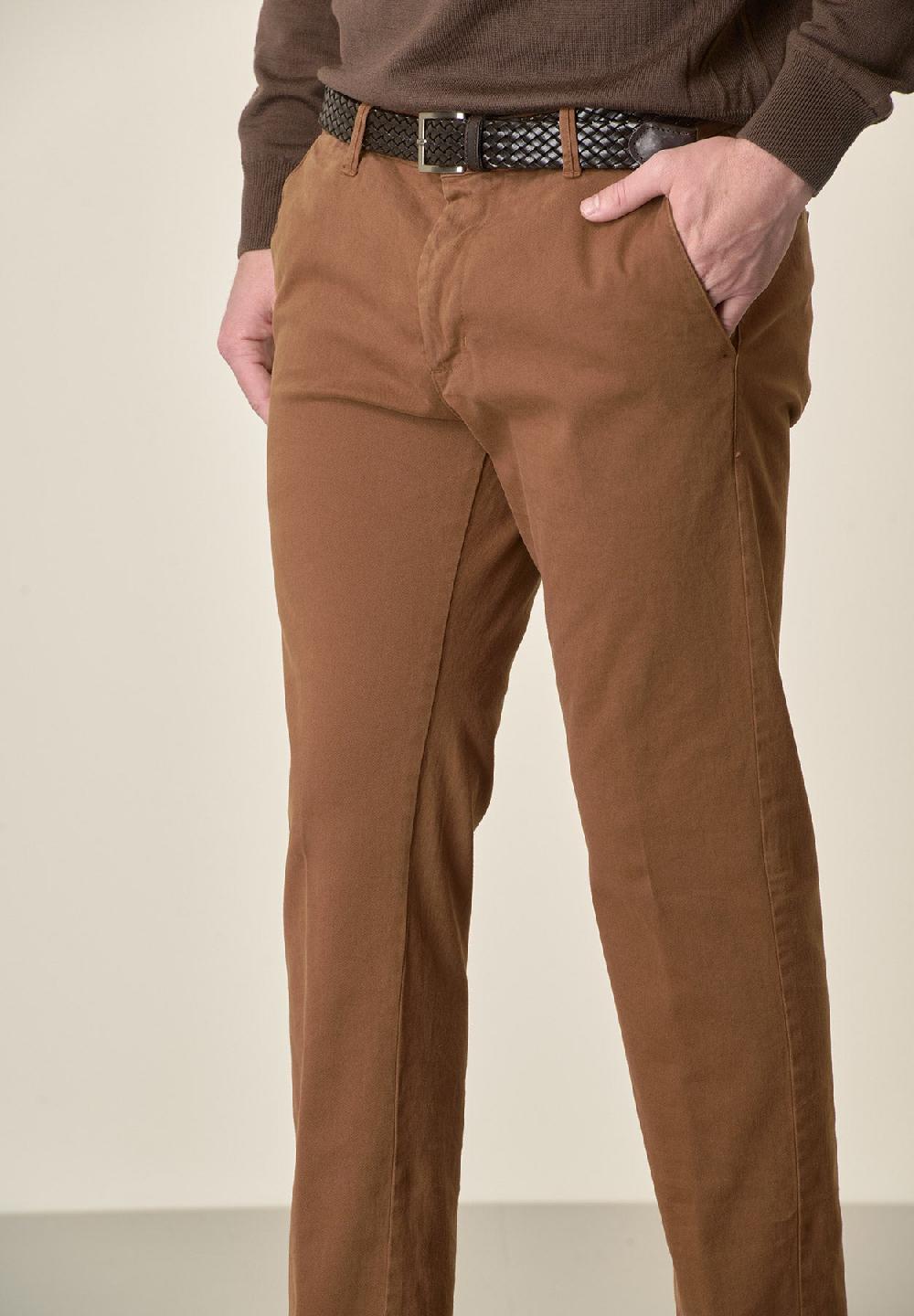 Angelico Pantalone cappuccino gabardina cotone stretch slim fit Smaltimento dello stoccaggio