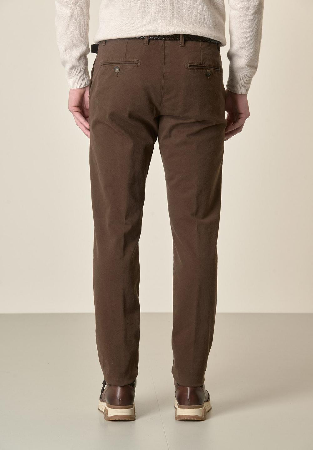 Angelico Pantalone moro gabardina cotone stretch slim fit Fino Al -60%