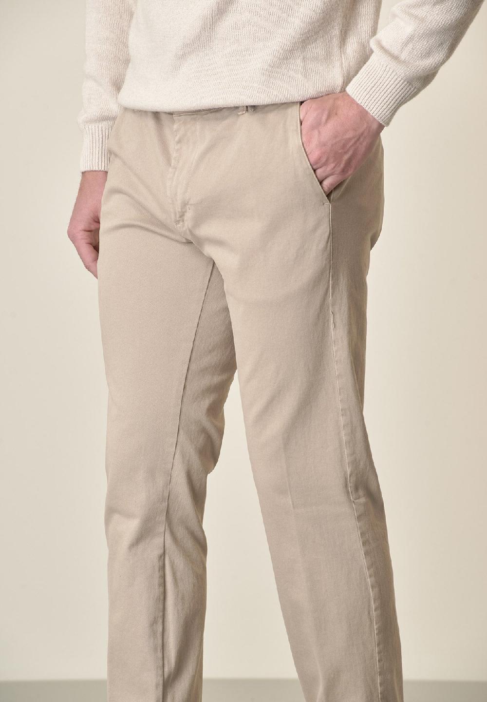 Angelico Pantalone beige gabardina cotone stretch slim fit Offerta migliore