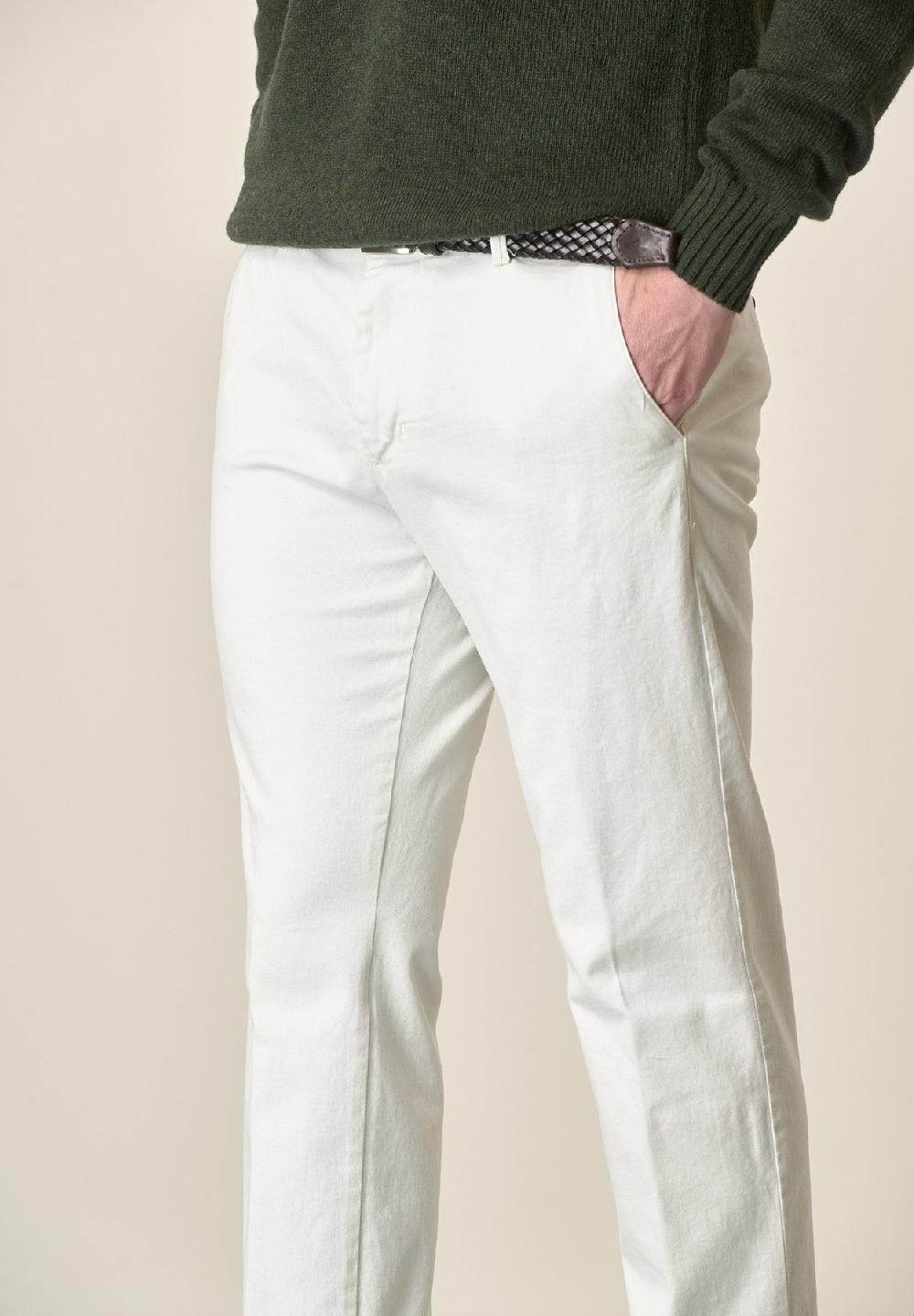 Angelico Pantalone panna gabardina cotone stretch slim fit Affare Del Giorno