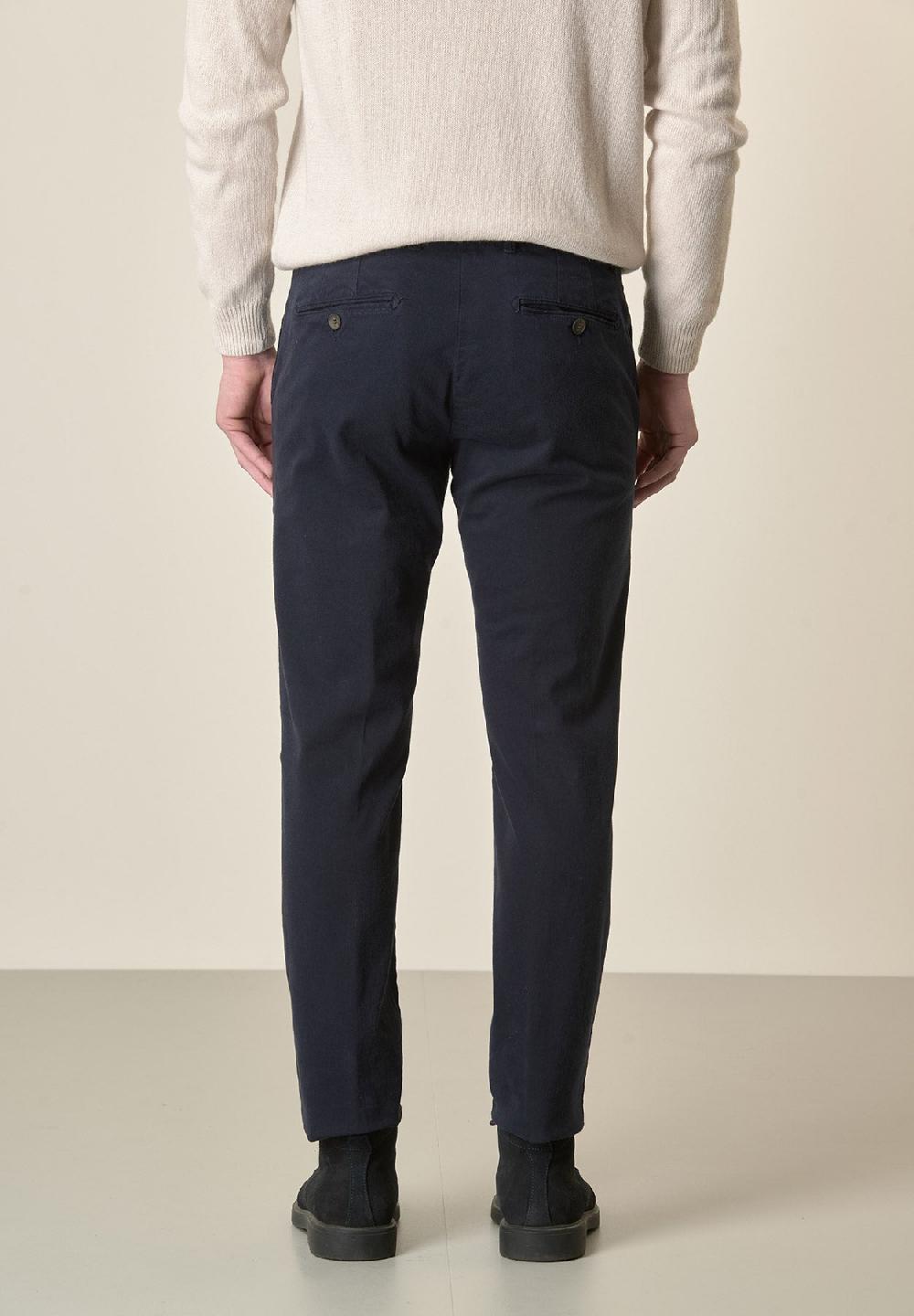 Angelico Pantalone blu gabardina cotone stretch slim fit Sottocosto