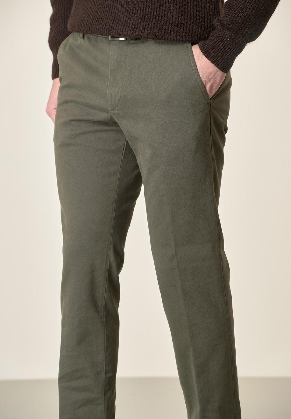 Angelico Pantalone verde militare sartoriale gabardina cotone regular fit Convenienza